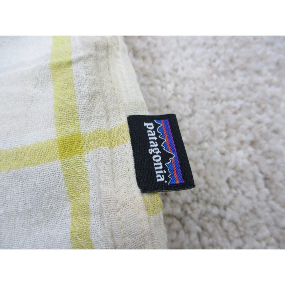 Patagonia Shirt Men Large White Yellow Plaid Steersman Hiking Casual Button Up * - Picture 5 of 14
